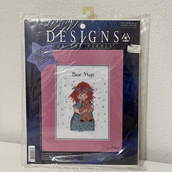 Vintage Designs for the Needle Kinka Bear Hugs Cross Stitch Kit 5559 NEW - Picture 1 of 6